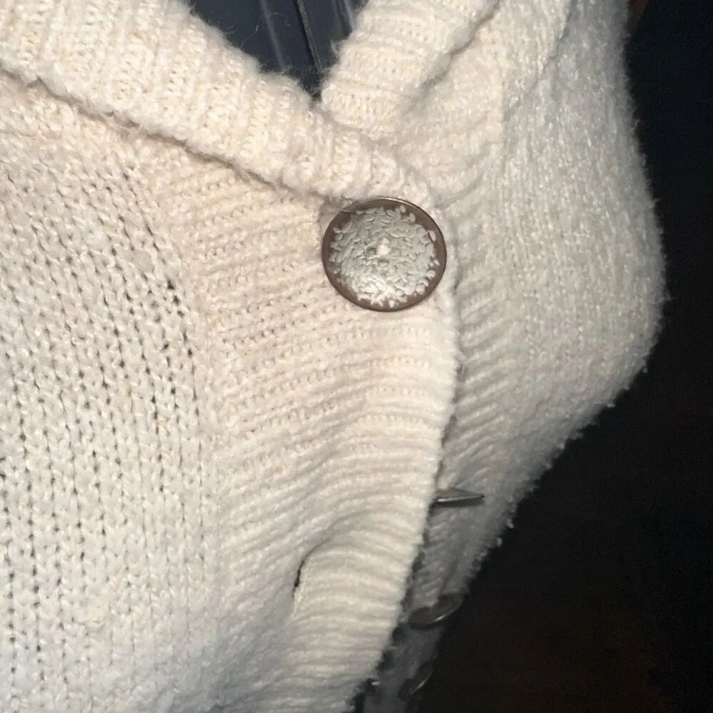 PRana cozy cream button down hooded L sweater coat